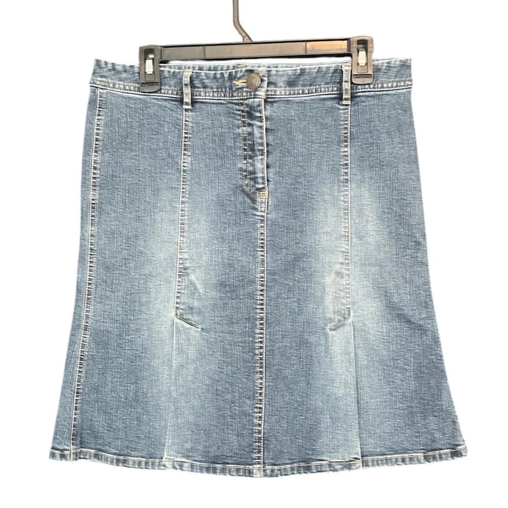 INC Denim Skirt Womens 10P Blue  Flared Panel Petite A-Line Mid-Length 90's Y2K